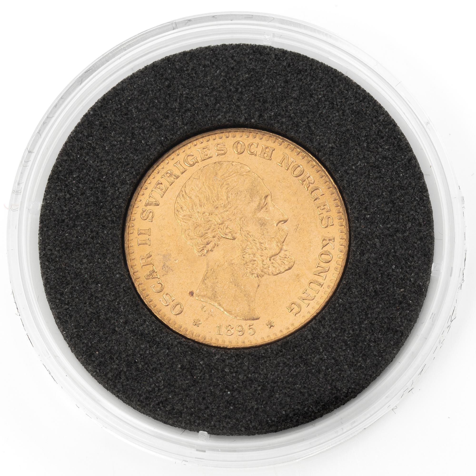 Gold coin, Sweden, Oscar II, 10 kronor, Type II, 1895.