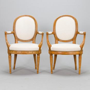 A pair of Gustavian armchairs, 18th century.