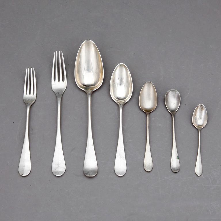 BESTICK, silver, 66 delar, GAB och JET, Stockholm, ca 1886-1901, vikt ca 3098 g.