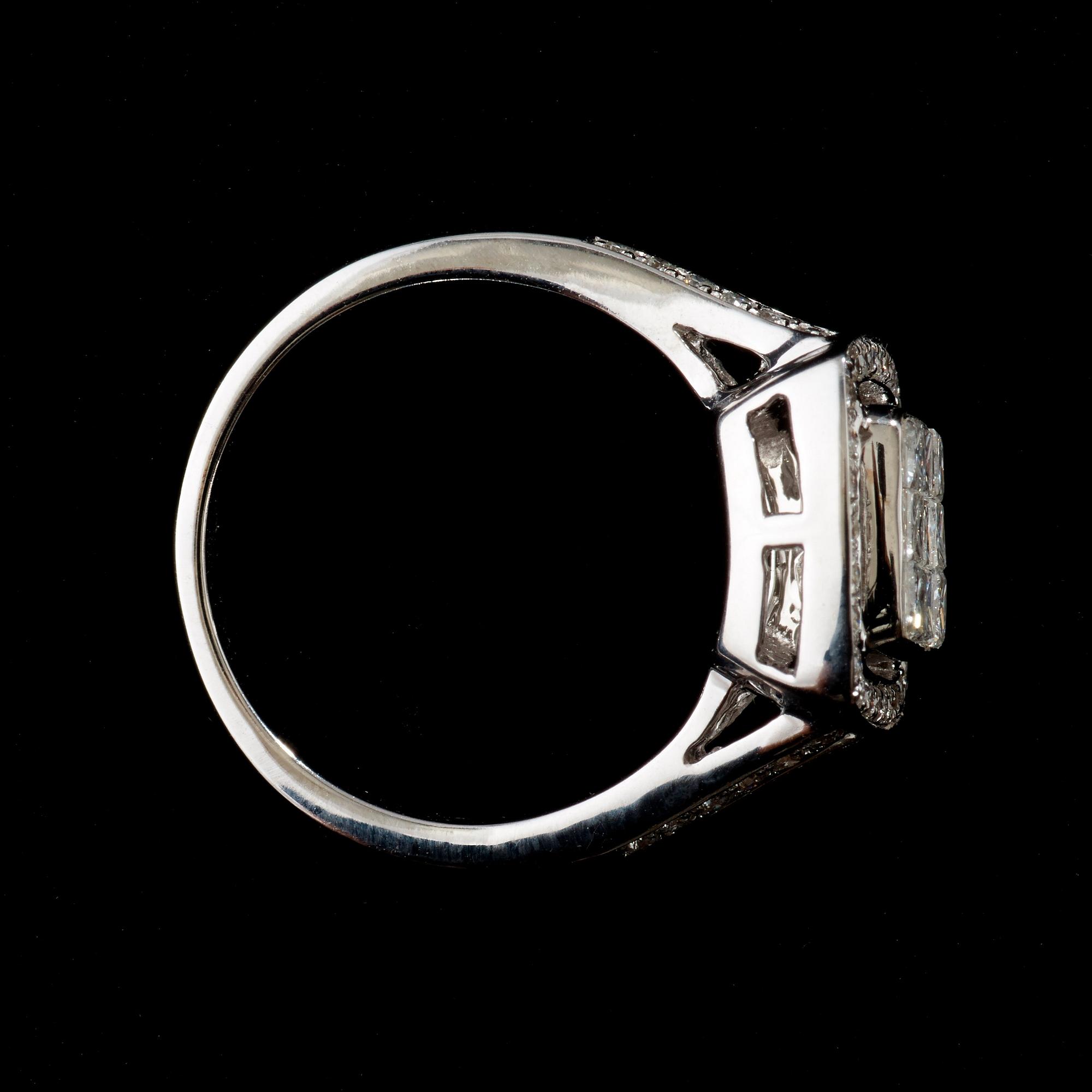 A princess and brilliant cut diamond, circa 1.03 cts ring.