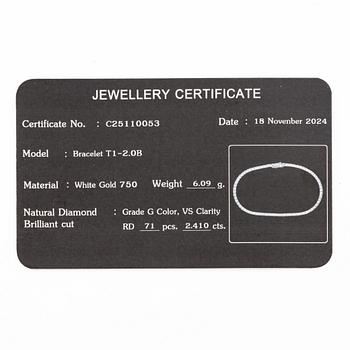 Tennis bracelet 18K white gold with brilliant-cut diamonds.