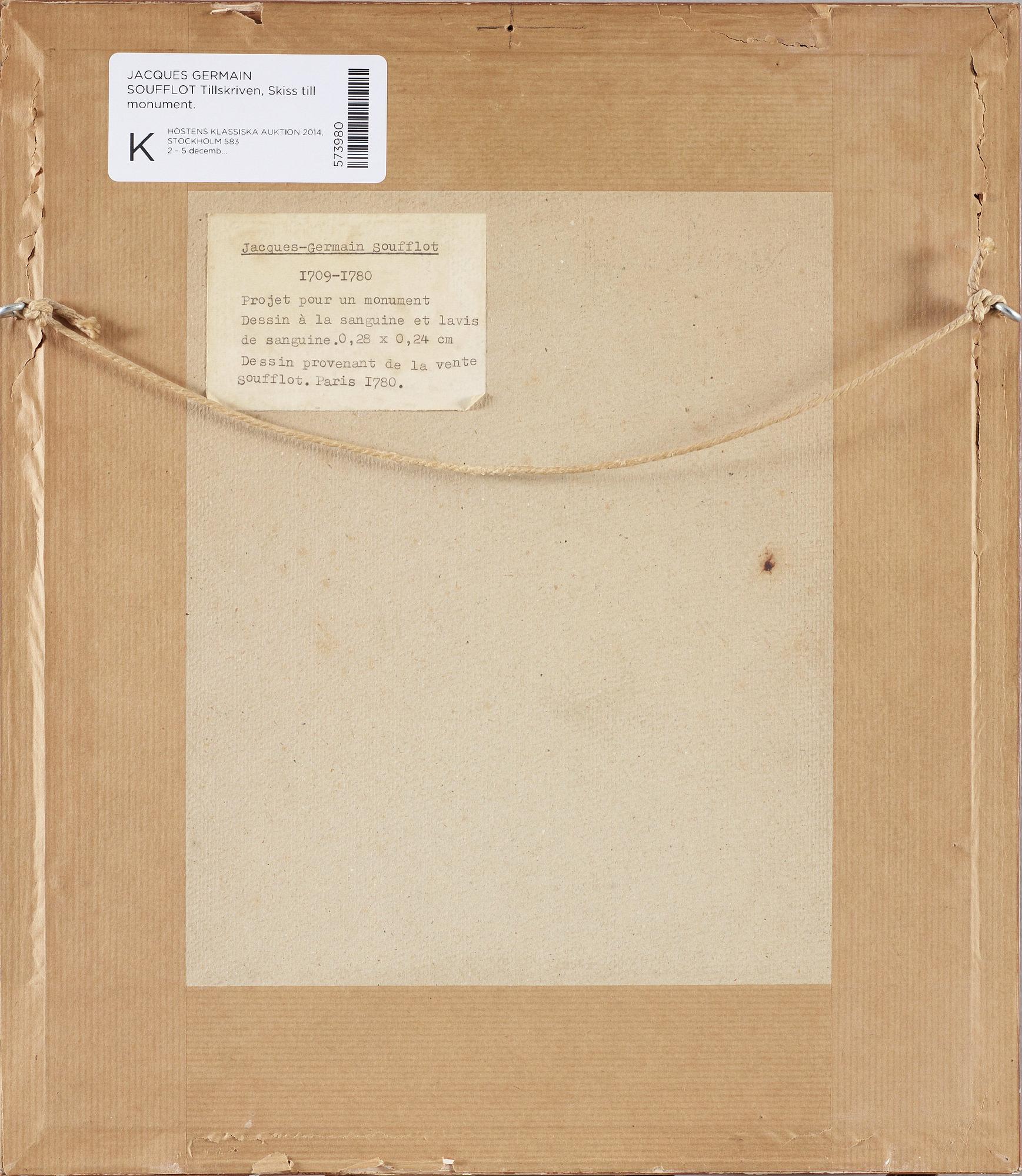 Jacques Germain Soufflot Attributed to, Sketch for a monument.