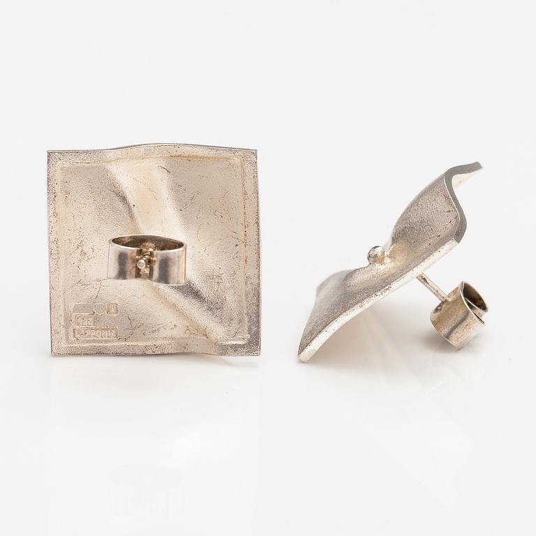 Björn Weckström, A pair of stelring silver earrings "Shields". Lapponia.