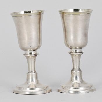 KALKAR, ett par, silver, troligen Lars Wixner, Söderhamn, 1800-tal.