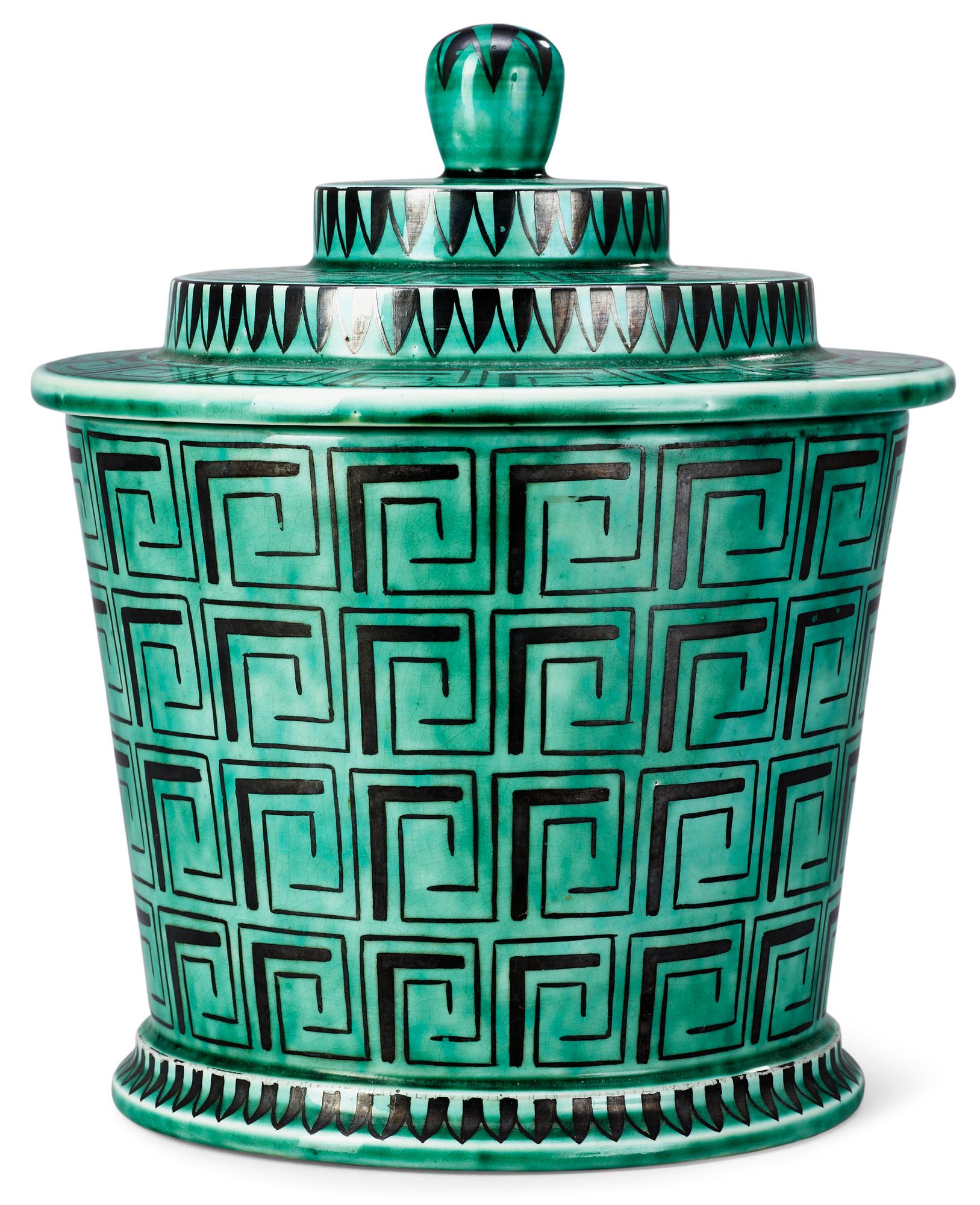A Wilhelm Kåge 'Argenta' creamware tobacco jar, Gustavsberg 1930's.
