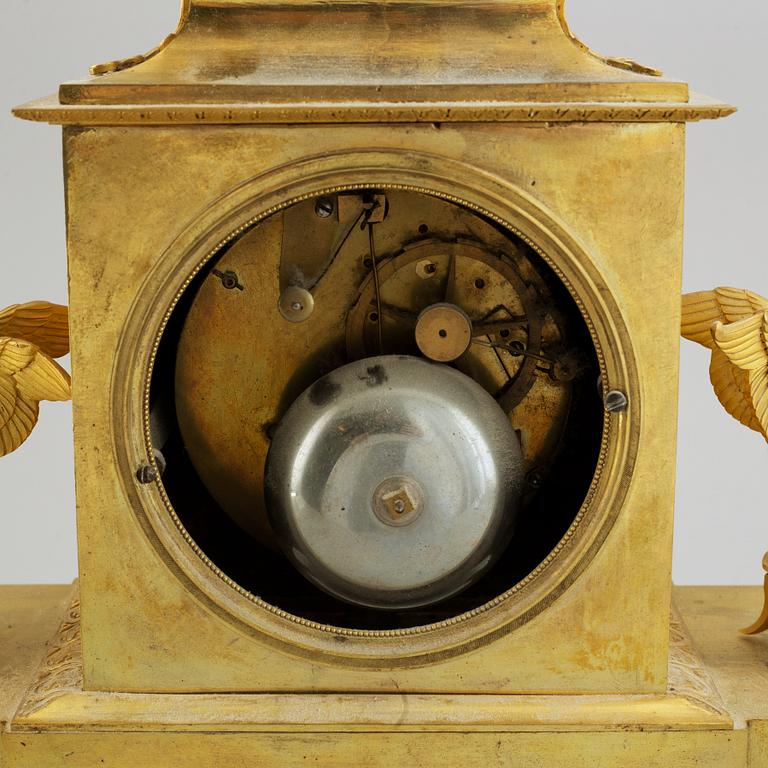 A French mantle clock, early 19th century.