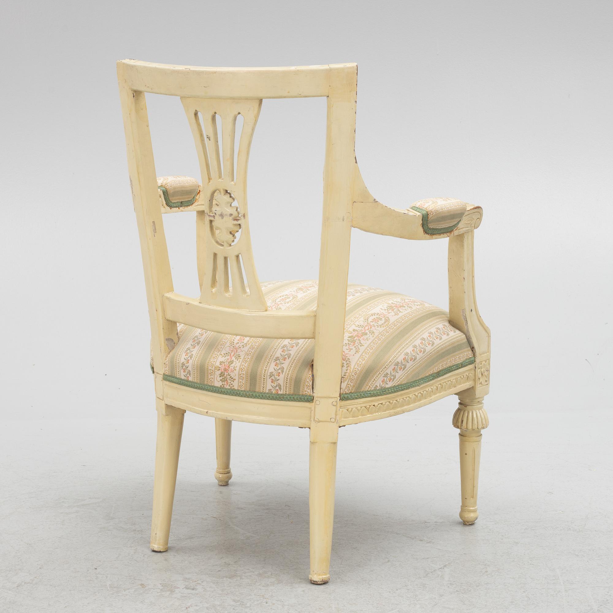 A Gustavian chair, circa 1800.