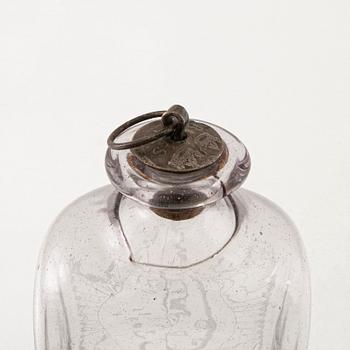 A Swedish glass flask, Limmareds glass manufactory, late 18th century/early 19th century.