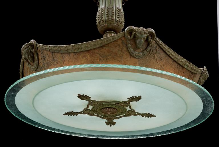 TAKLAMPA, Art Deco, 1900-talets första hälft. H 64.