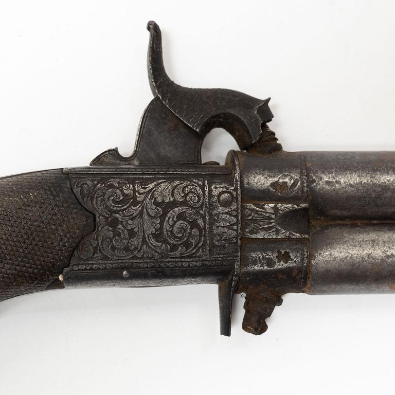 Percussion pistol, double-barrelled, William Fletcher Gloucester (1841-44).