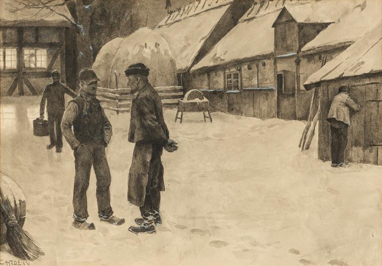 Carl Hedelin, ink and watercolour, signed.