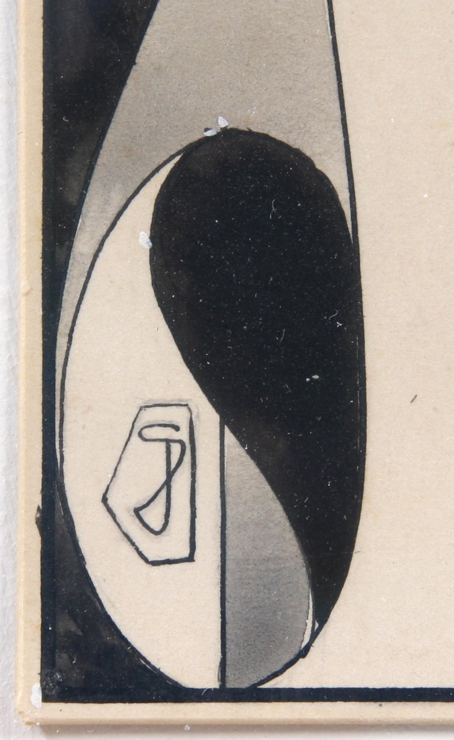 OKÄND KONSTNÄR, tushteckning, monogramsign.