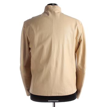 ALEXANDER MCQUEEN, a men's beige leather jacket.