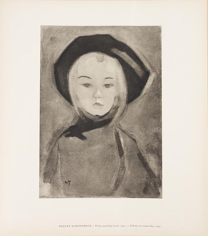 Helene Schjerfbeck, mapp med reproduktioner, 48 st. Nordisk Rotogravyr, Stockholm, 1945.