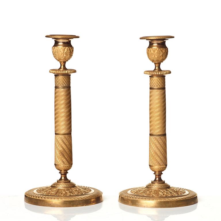 A pair of Empire candlesticks.