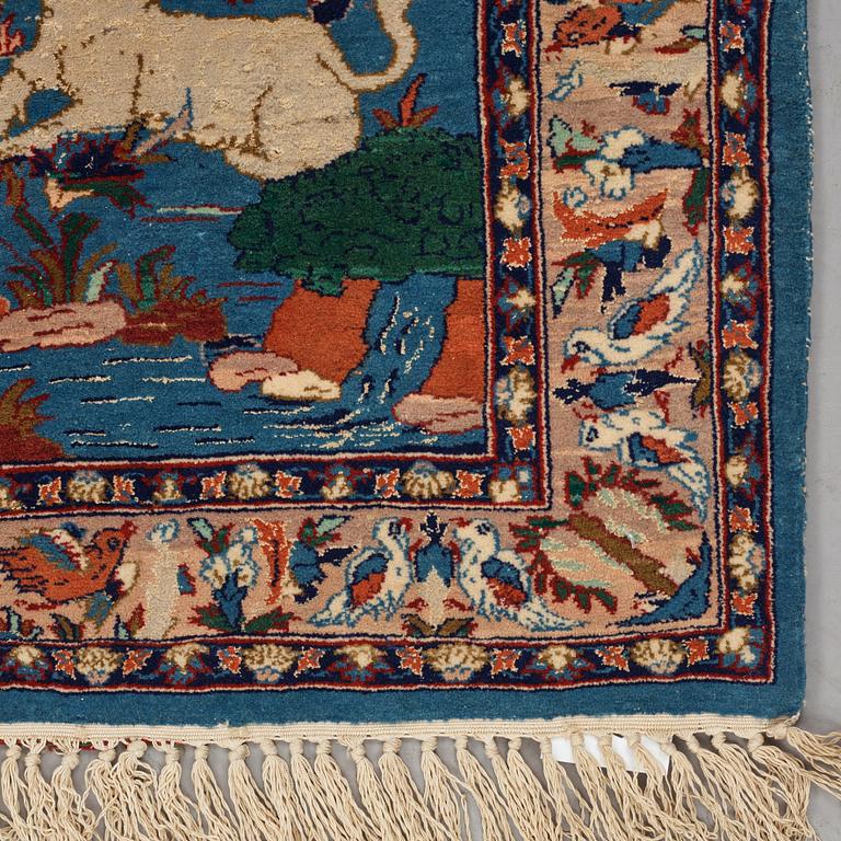 A rug, Old Esfahan, part silk, ca 87 x 75 cm.