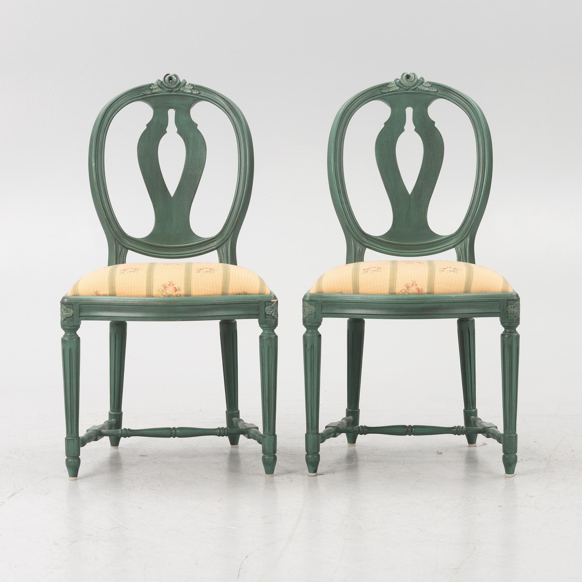 Stolar, 8 st, Gustaviansk stil, "Rosen", K.A. Roos, Helsingborg.