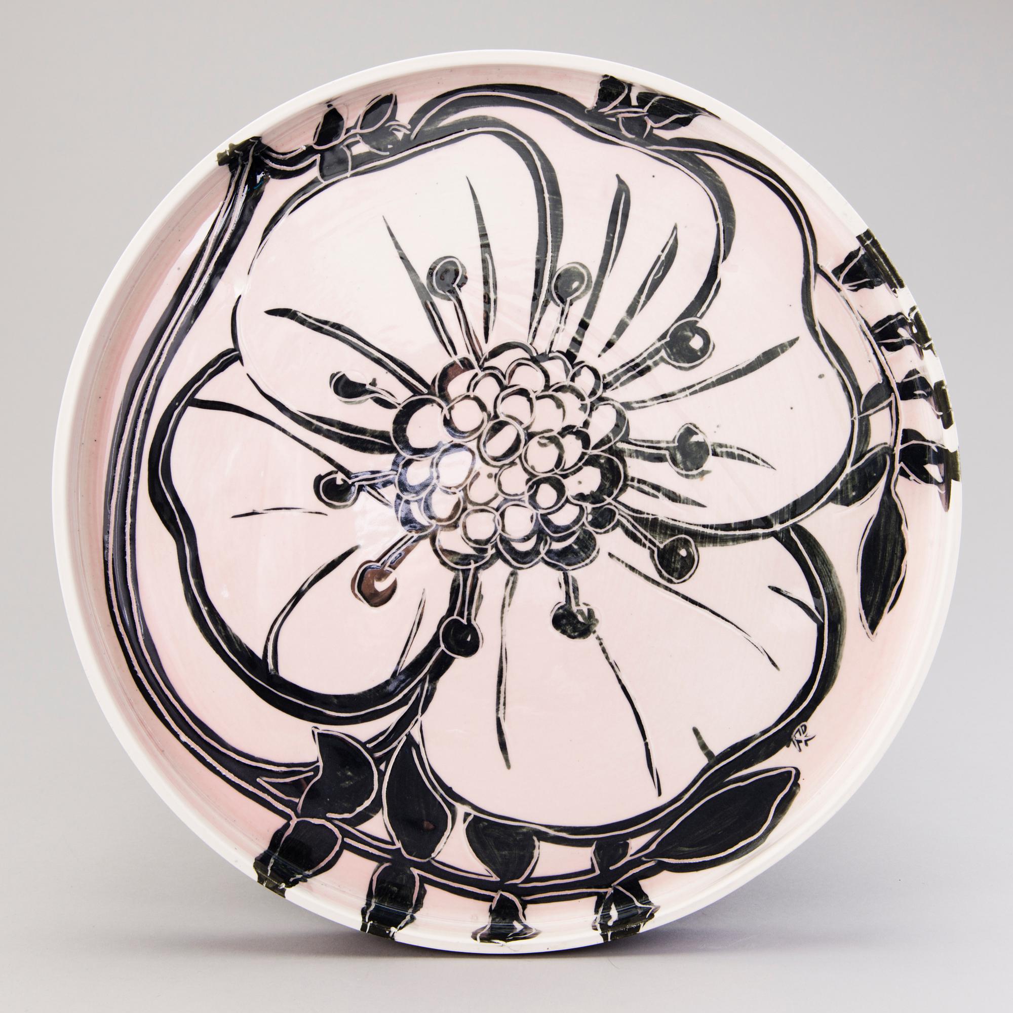 HEINI RIITAHUHTA, a porcelain dish, 'Wild roses' signed Heini Riitahuhta 2004.