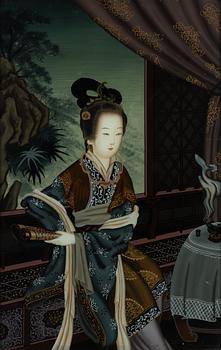 A Chinese reverse glass painting, 20th century.