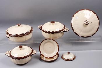 SERVISDELAR, 20 st, "Pyro Brun", Wilhelm Kåge, Gustavsberg.