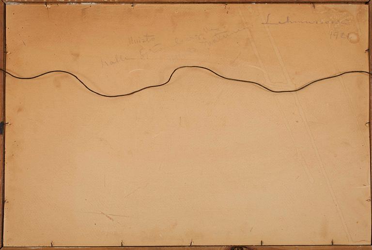 LAURI LEHMUSSAARI, olja på duk, uppfodrad på skiva, sign, a tergo sign. 1921.