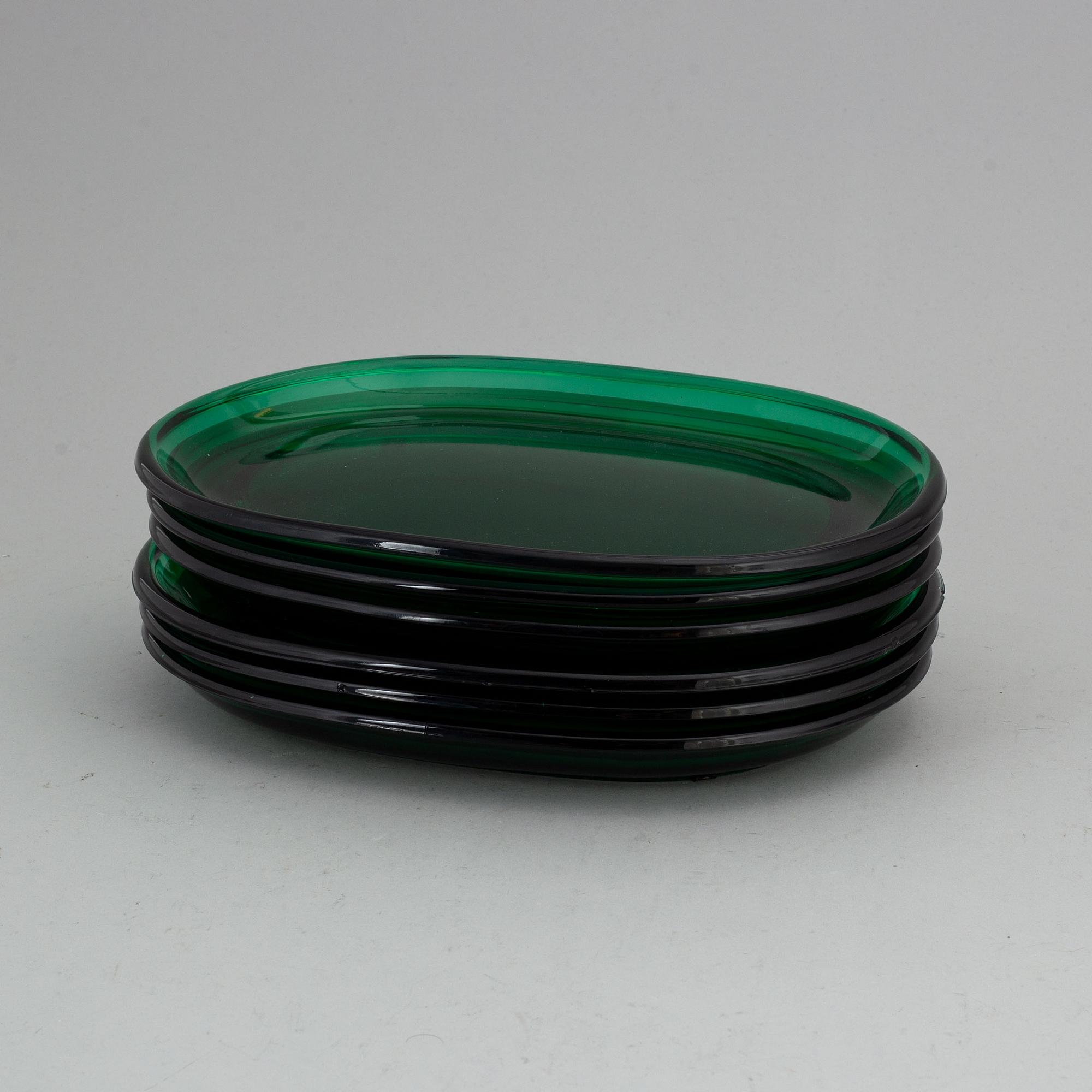 JOSEF FRANK, six lobster glass dishes, Firma Svenskt Tenn.