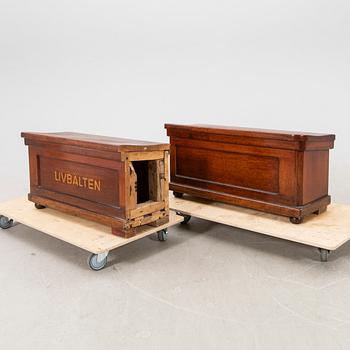 A set of table and two benches from a ship 20th century.