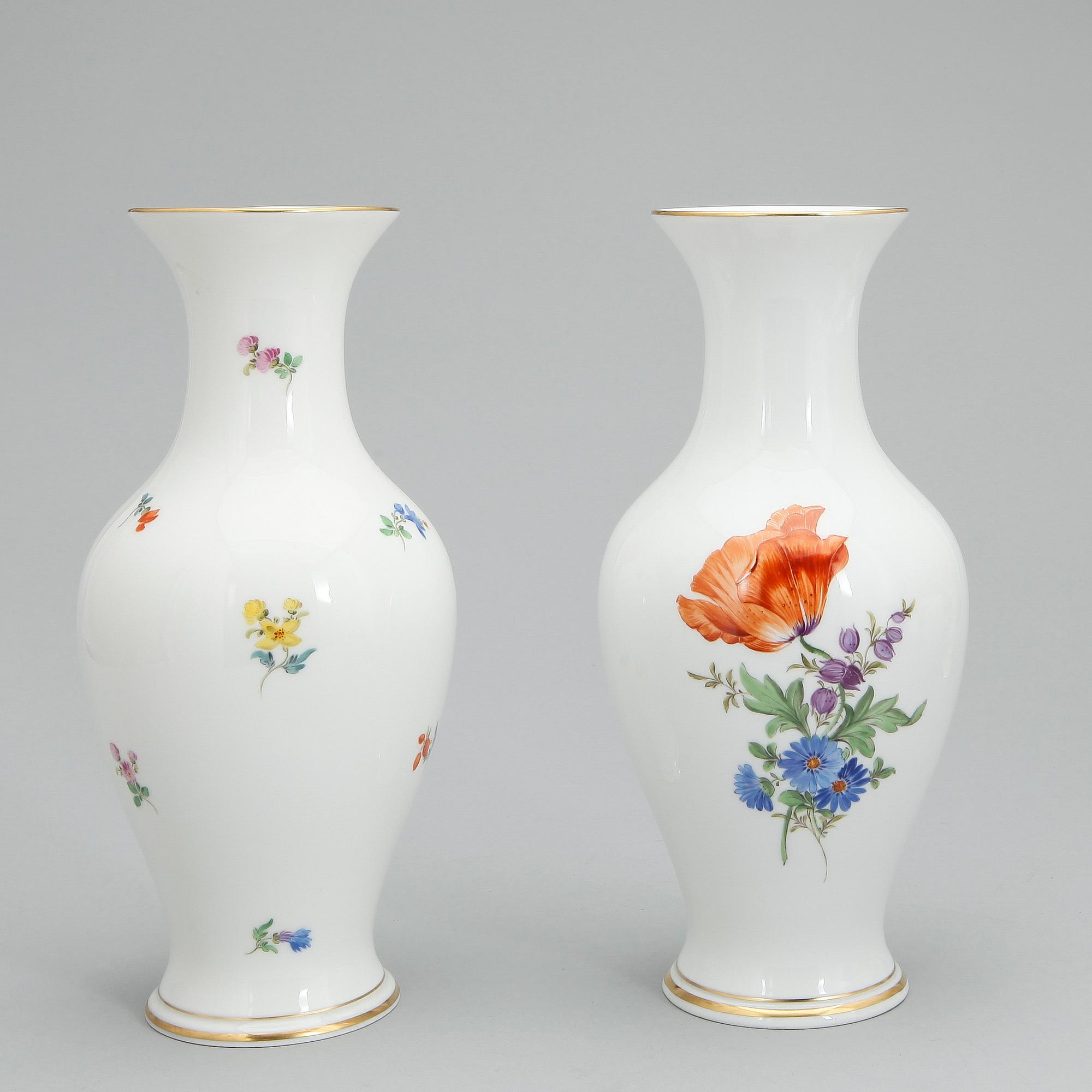 VASER, porslin, 5 st, Meissen, 1900-tal.