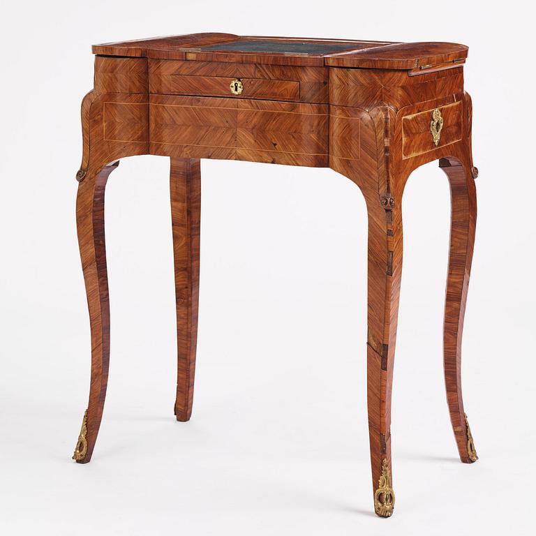 A Rococo rosewood parquetry poudreuse by C. Linning (master in Stockholm 1744-79).