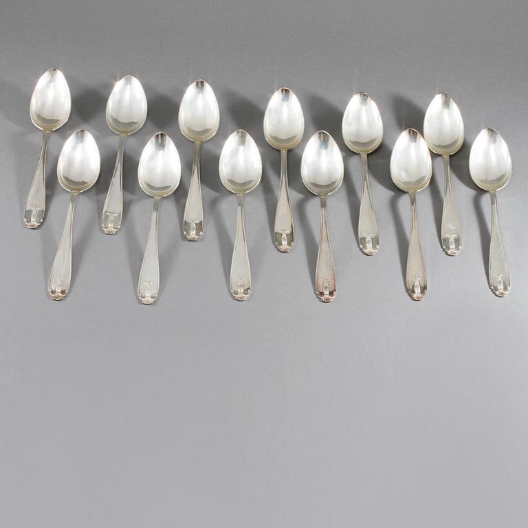 SKEDAR, 12 st, "Vasa", silver, GAB, Stockholm, 1930-tal, vikt 806 g.