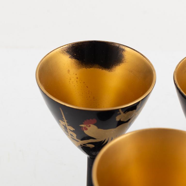 A Japanese 27 piece lacquer cocktail set, 20th century.