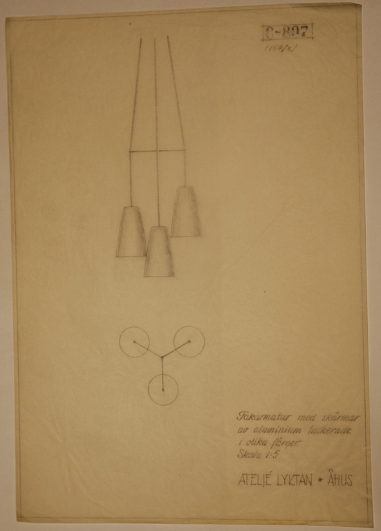 Hans Bergström, a rare ceiling lamp model "154/6", ateljé Lyktan, Åhus 1950s.