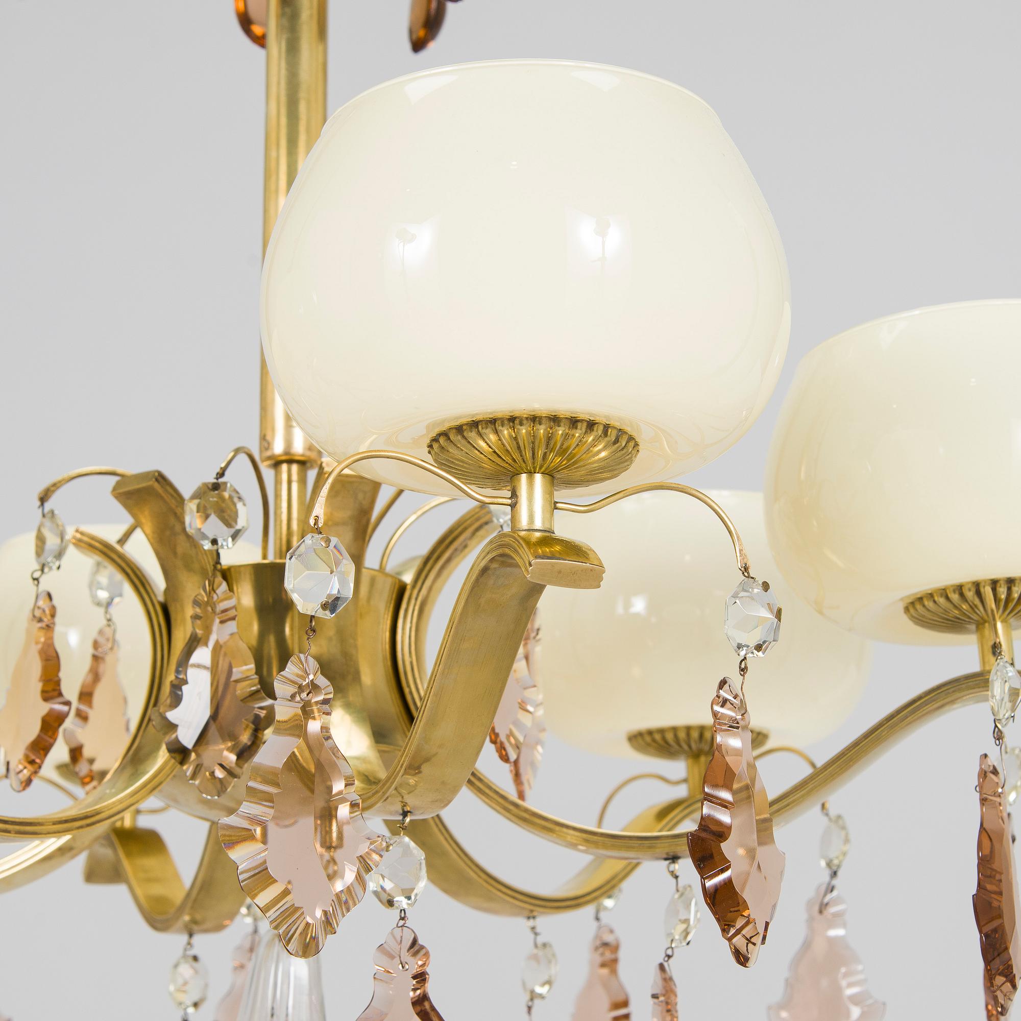 Paavo Tynell, a mid 20th century '1476/6 chandelier for Taito/ Idman.