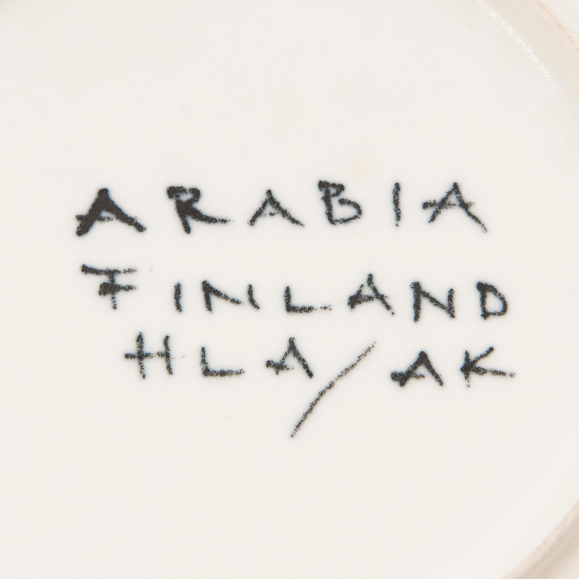 HILKKA-LIISA AHOLA, tallrikar, 12 st, 'Solros', fajans, i produktion 1960-75.