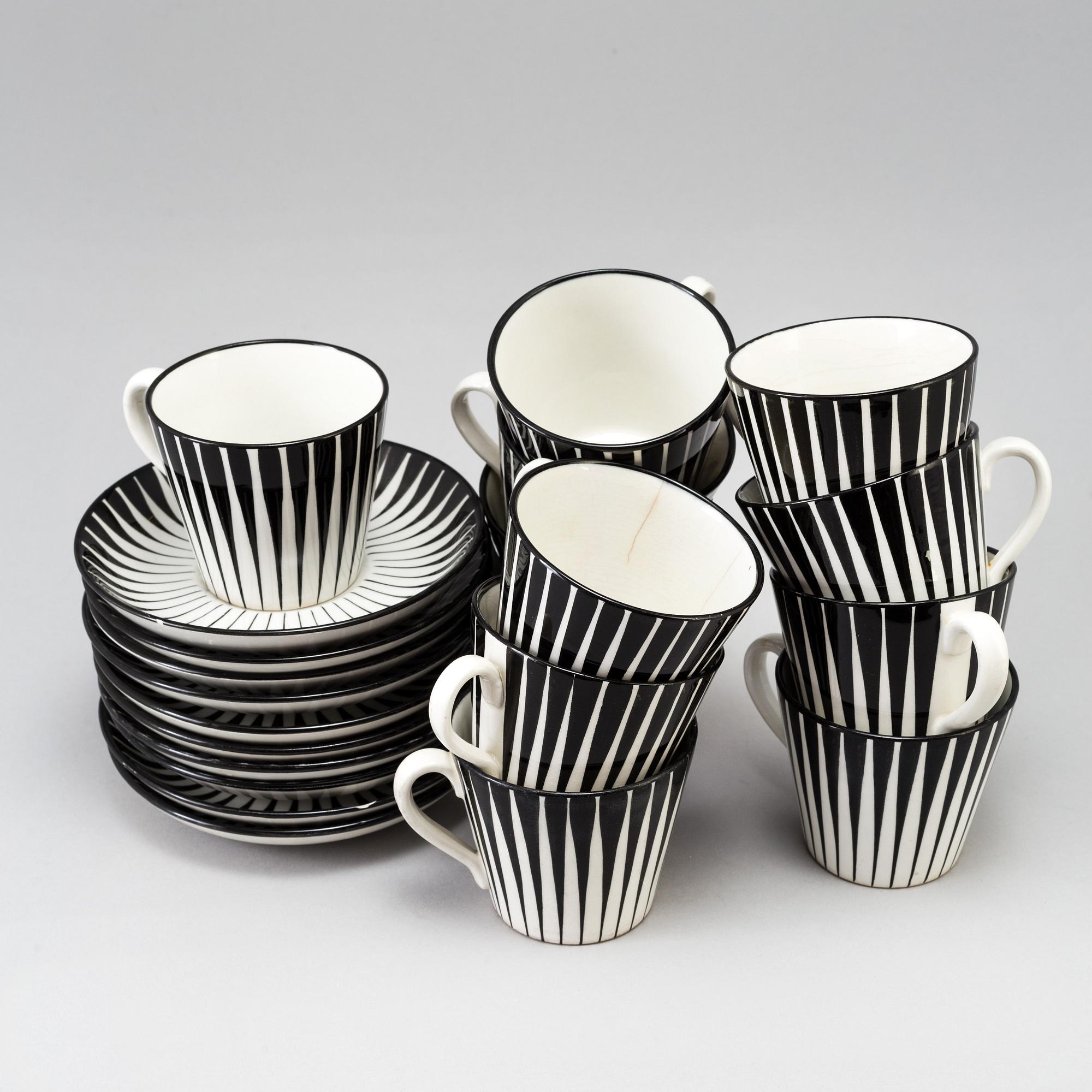 EUGEN TROST, kaffeservis, 10 (12) delar, flintgods, "Zebra", Upsala-Ekeby Gefle, 1955-67.