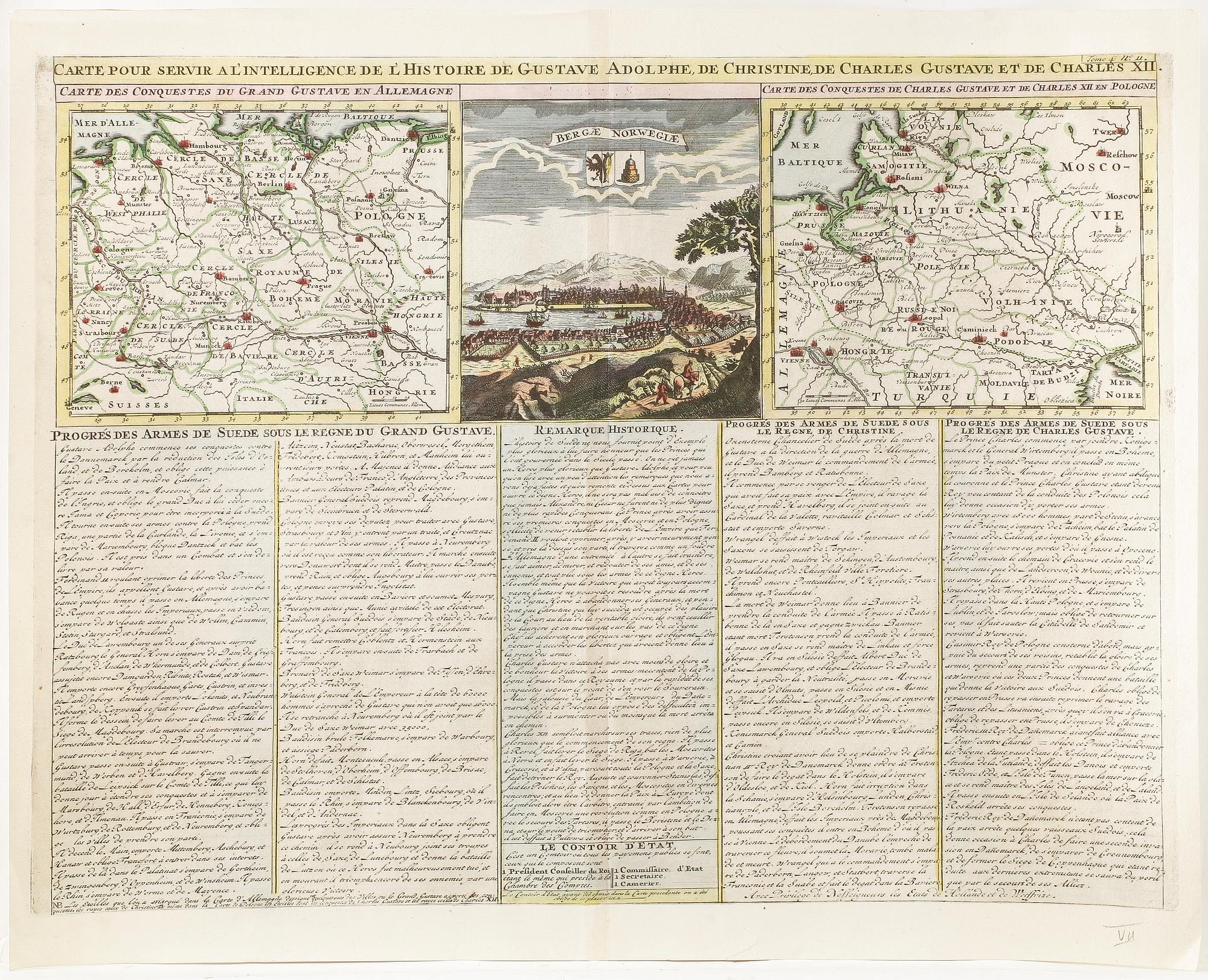 KARTA, etsning, 1700-tal, Bergen, Norge.