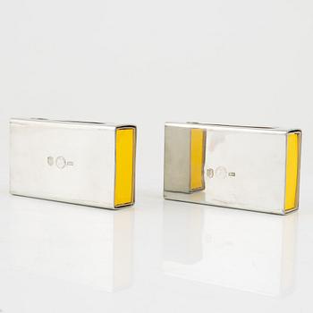 Two pewter match boxes, Firma Svenskt Tenn, Stockholm, Sweden, 1993.