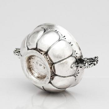 Baltzar Ekström, brännvinsskål, silver, Halmstad 1706. Karolinsk barock.