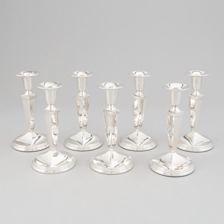 Seven silver candlesticks, GAB, Stockholm, 1957-66.