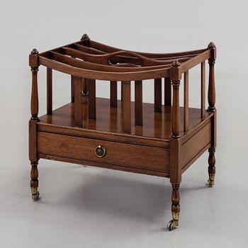 A mahogny newspaper stand (so called Canterbury), England, late 20th century.