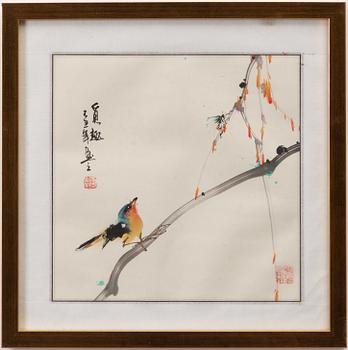 Unidentified artists, three Chinese paintings, around 2000.