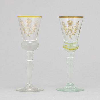 Twelve schnaps glasses, presumably from Reijmyre, 20th century.