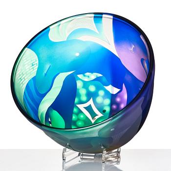 Bertil Vallien, a unique blasted glass bowl, Kosta Boda, Sweden.