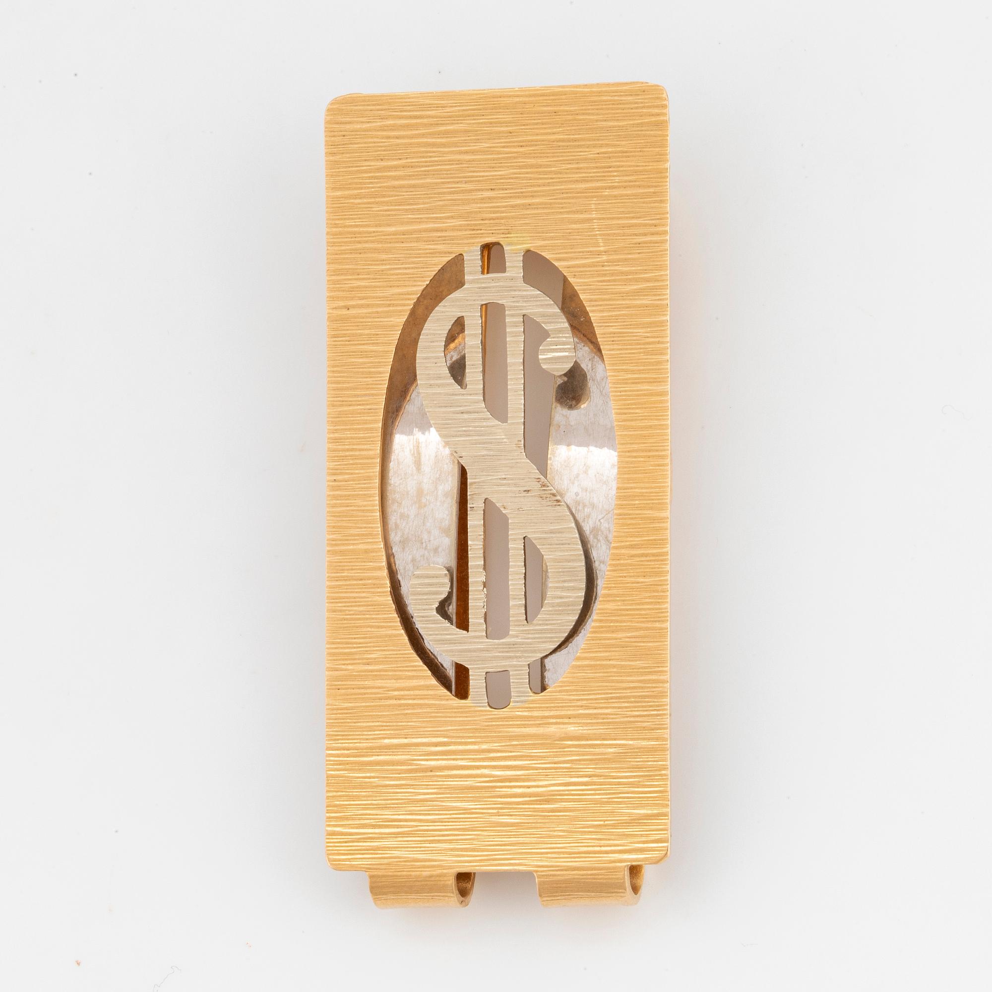 Moneyclip, 18K gold, dollarsign.