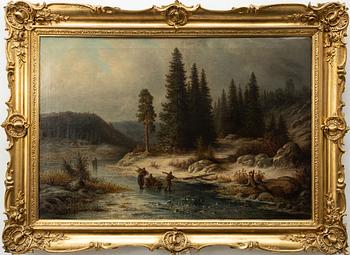 Lars Gustaf Kinmansson, Winter Landscape with Wood-Gathering Family.