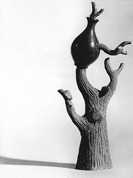 Stig Lindberg, a stoneware sculptur 'The tree and the jar' Gustavsberg 1940's.