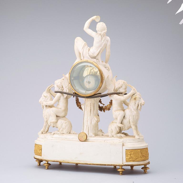 A Louis XVI late 18th century bisque porcelain mantel clock.