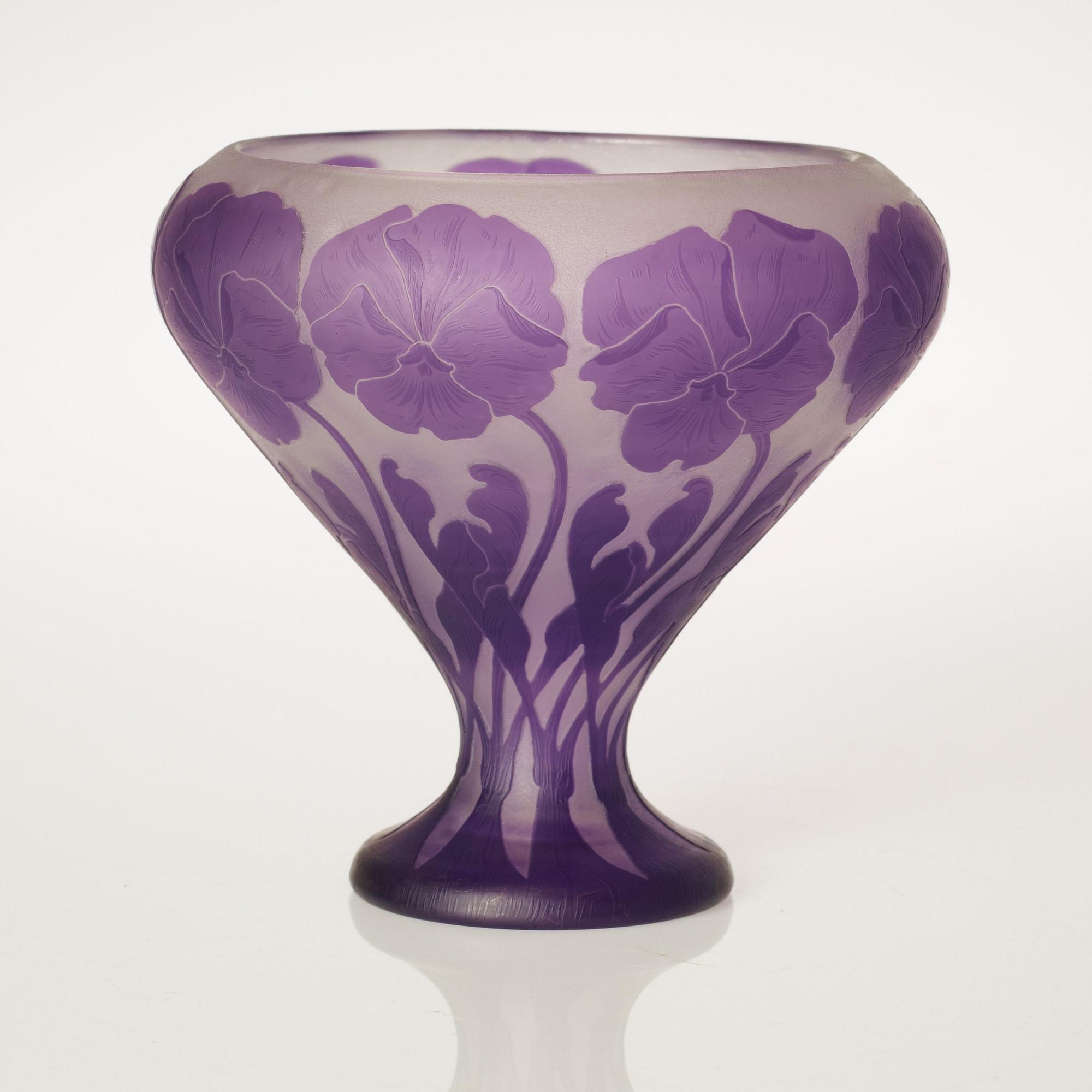 A Karl Lindeberg Art Nouveau cameo glass vase, Kosta.