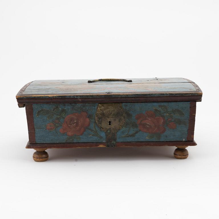 A Swedish painted wooden box, circa 1800.