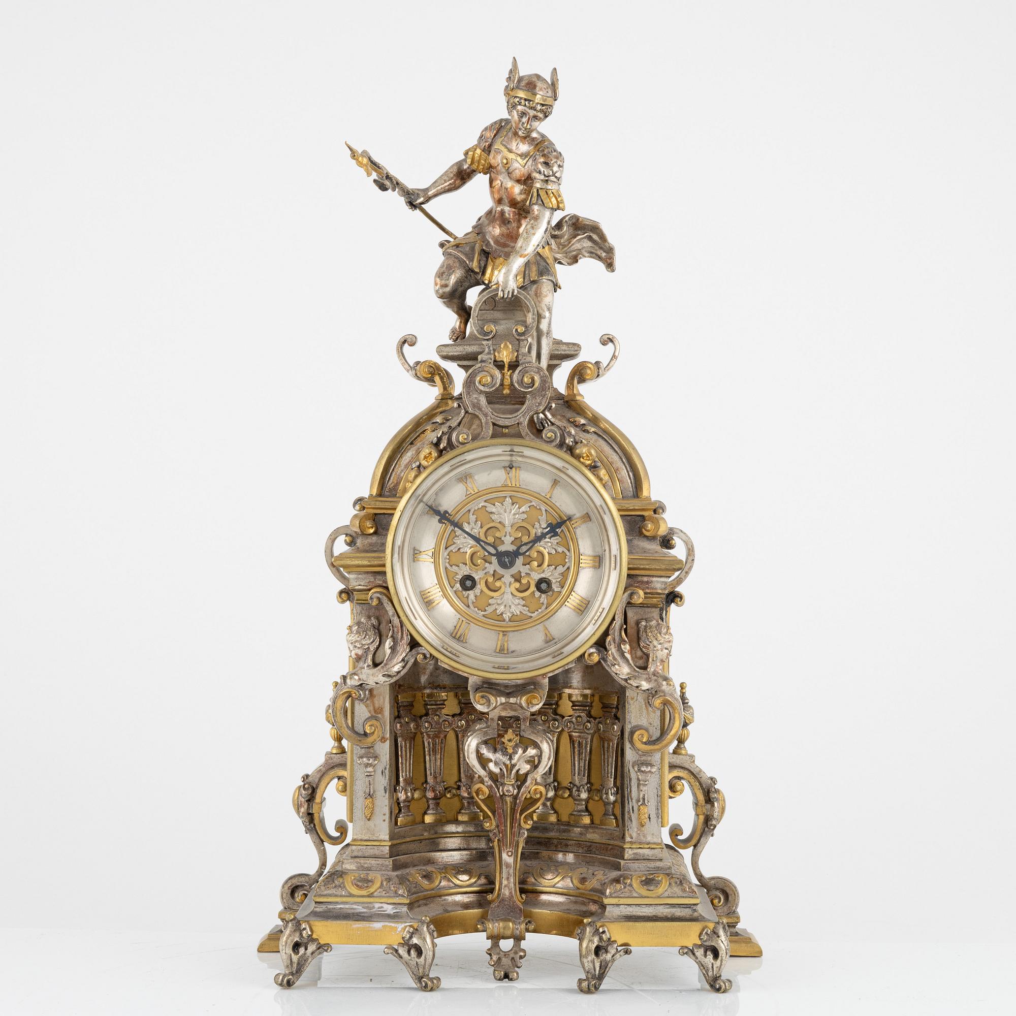 A Baroque style mantle clock, around 1900.